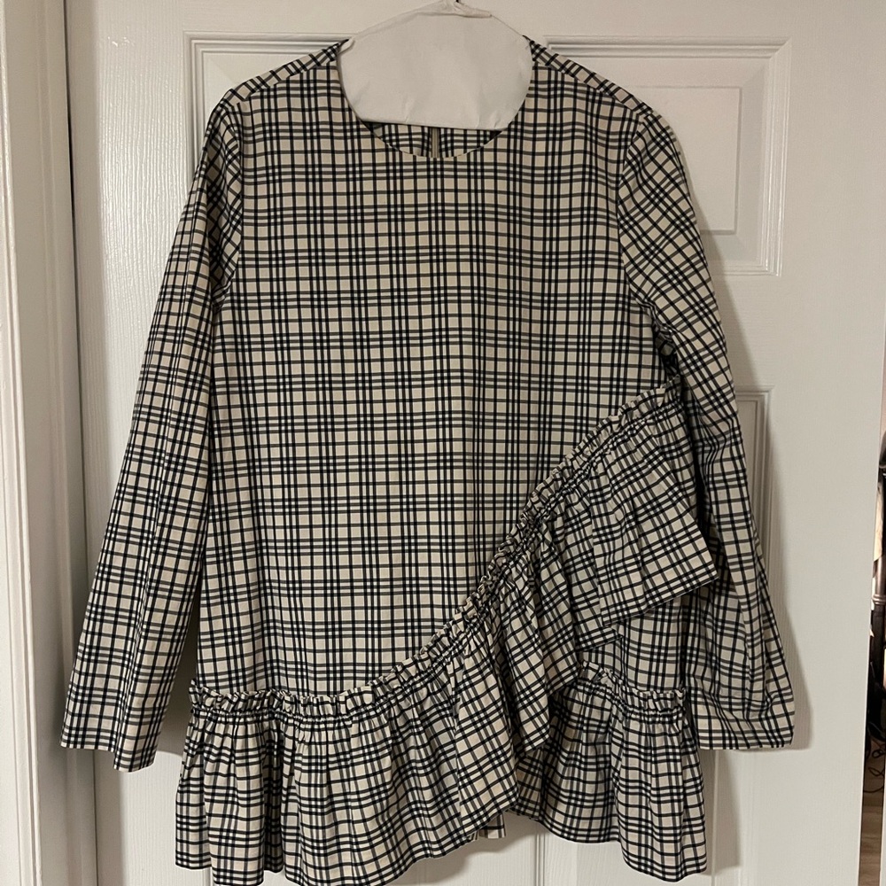 COS Blue and White Checkered Blouse